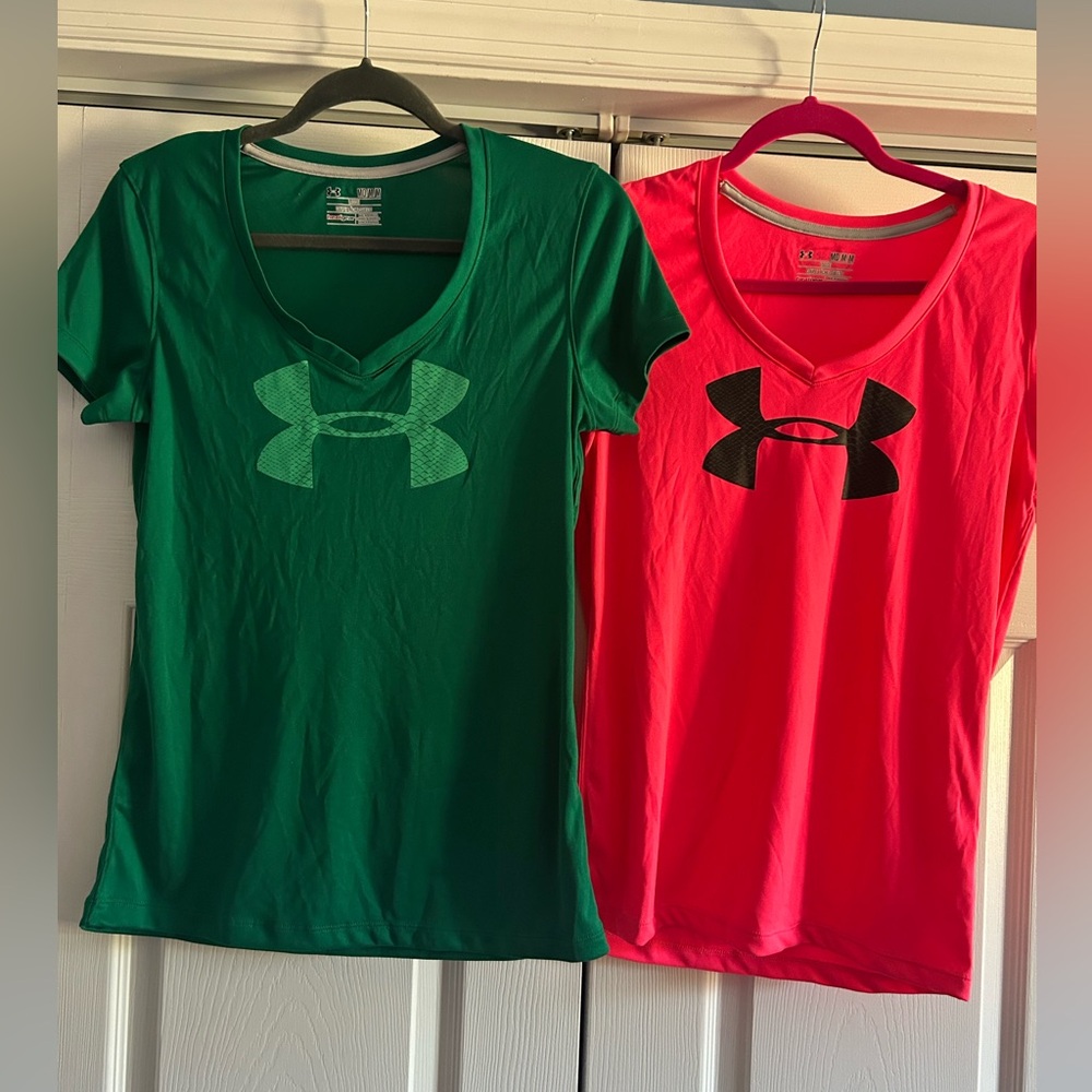 Under Armour Neon Pink & Hunter Green Tees